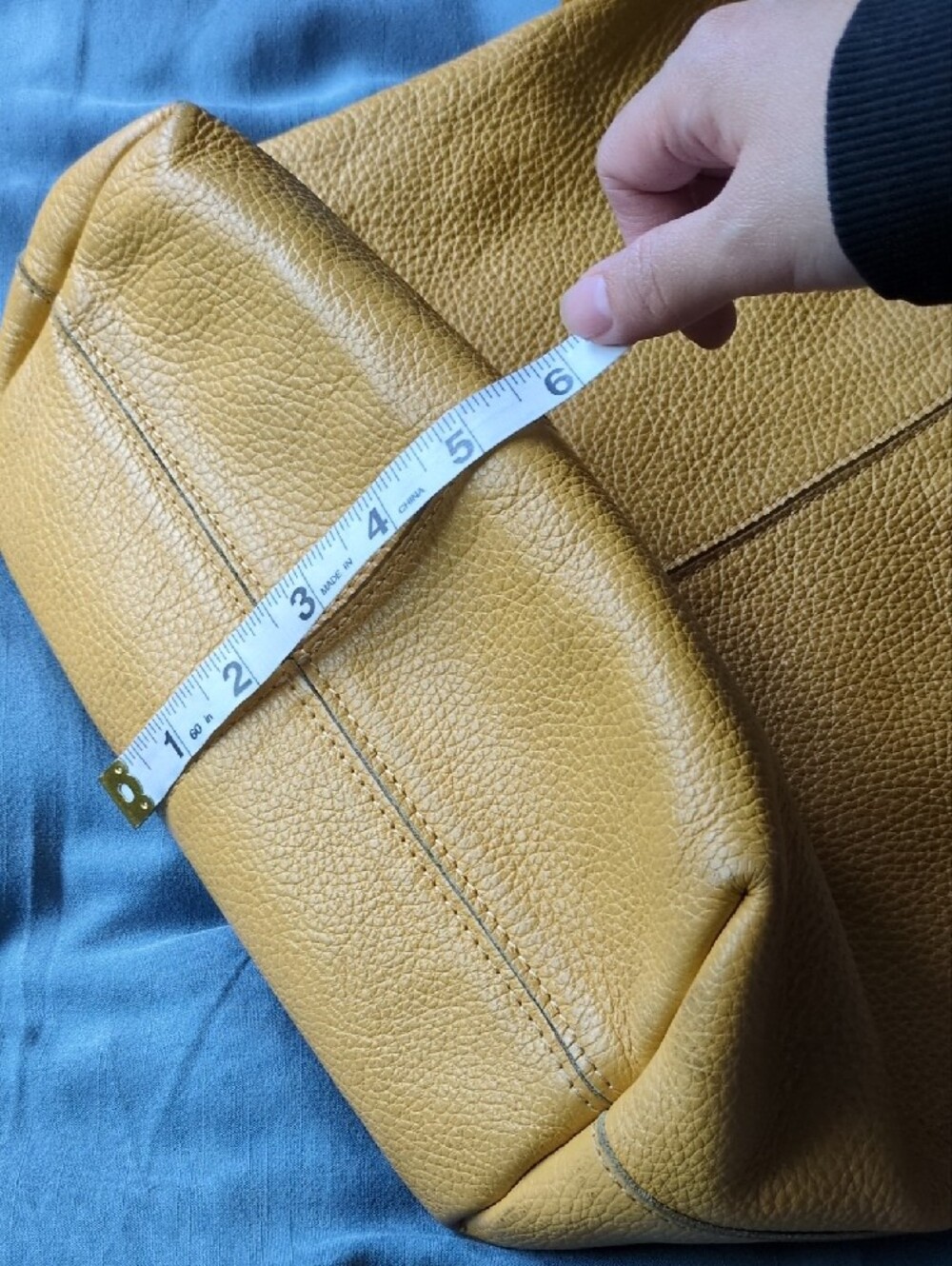 Mustard Yellow Leather Hobo Shoulder Bag - Women - Picture 11 of 14